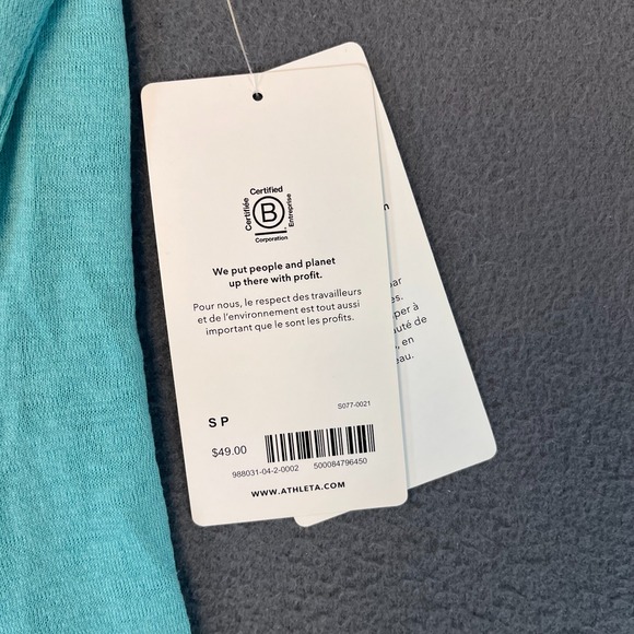 Athleta Breezy Wrap Tank Top Sz Small Blue Teal Athleisure Coastal Fem Modal NWT - Picture 3 of 9